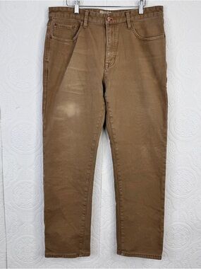 Weatherproof Men's Vintage Regular Fleece Lined Pants Brow Yellow sz 36 x 32